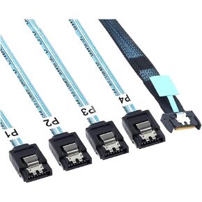 R6W-Slimsas 8654 MCIO 4I 38Pin to 4X SATA Cord PCIE5.0 PCI-E Server Data Connection Extension Wire High-Speed, 8654 MCI in Kuwait