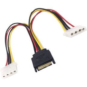15 Pin SATA Male to 2 Female 4 Pin Female IDE HDD Power Hard Drive Cable(0.2M) in Saudi Arabia