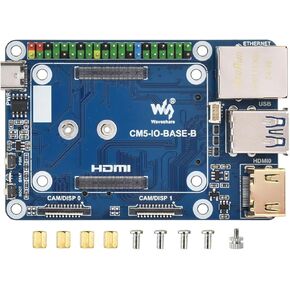 Mini Base Board for Raspberry Pi CM5 Lite/eMMC, Compute Module 5 Mini IO Board with Gigabit Eth/40PIN GPIO/M.2 M Key/USB 3.2/USB 2.0/HDMI Interface etc. Onboard EEPROM and Encryption Chip in Kuwait