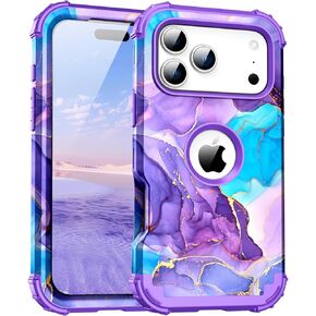 for iPhone 17 Pro Max Case,Three Layer Heavy Duty Shockproof Hybrid Hard Plastic Bumper Soft Silicone Rubber Drop Protective Cover Case for iPhone 17 Pro Max 6.9",Purple in Saudi Arabia