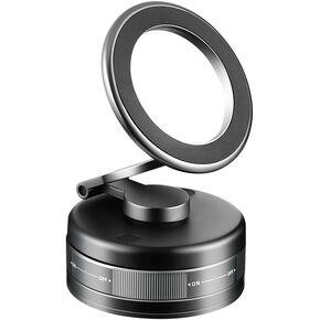 Vacuum Magnetic Suction Phone Holder, 360° Rotatable Foldable Retractable Hands-Free Suction Cup Phone Mount for Car/Gym/Mirror/Smooth Surface, Compatible with iPhone Android and All Smartphones in Saudi Arabia