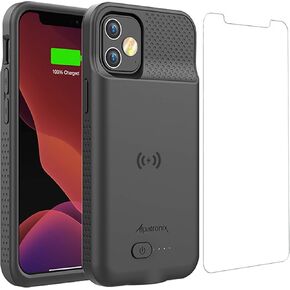 Alpatronix Battery Case for iPhone 12 Mini (5.4 inch), Slim Portable Protective Extended Charger Cover with Wireless Charging, Lightning Input, CarPlay - BX12mini - Matte Black in Saudi Arabia