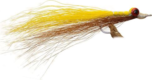 Clouser Minnow Fishing Flies - Yellow & Brown - Mustad Signature Duratin Fly Hooks - 6 Pack in Saudi Arabia
