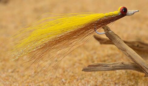 Clouser Minnow Fishing Flies - Yellow & Brown - Mustad Signature Duratin Fly Hooks - 6 Pack in Saudi Arabia