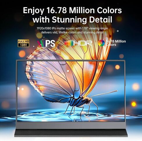 2025 شاشة محمولة -15.6 '' FHD 1080p Ultra Slim Portable Captop Monitor مع Smart Cover & Speakers- HDR IPS الشاشة الخارجية للكمبيوتر المحمول ، الكمبيوتر الشخصي ، MAC ، الهاتف ، Xbox ، PS5 ، التبديل مع نوع USB C & HDMI in Kuwait