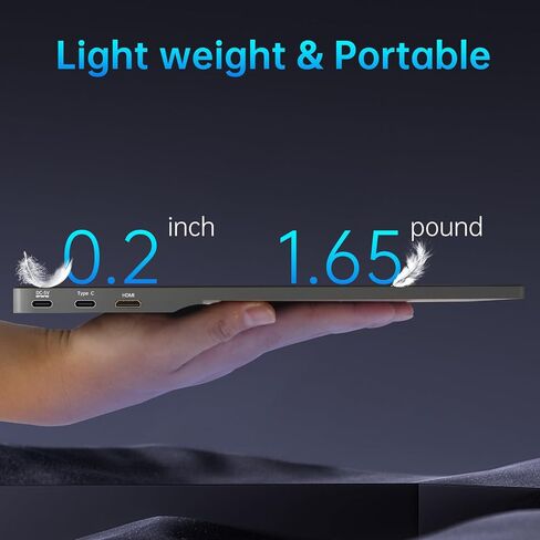 2025 شاشة محمولة -15.6 '' FHD 1080p Ultra Slim Portable Captop Monitor مع Smart Cover & Speakers- HDR IPS الشاشة الخارجية للكمبيوتر المحمول ، الكمبيوتر الشخصي ، MAC ، الهاتف ، Xbox ، PS5 ، التبديل مع نوع USB C & HDMI in Kuwait