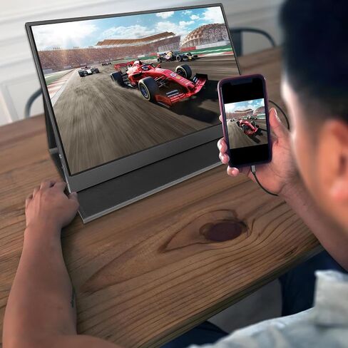 2025 شاشة محمولة -15.6 '' FHD 1080p Ultra Slim Portable Captop Monitor مع Smart Cover & Speakers- HDR IPS الشاشة الخارجية للكمبيوتر المحمول ، الكمبيوتر الشخصي ، MAC ، الهاتف ، Xbox ، PS5 ، التبديل مع نوع USB C & HDMI in Kuwait
