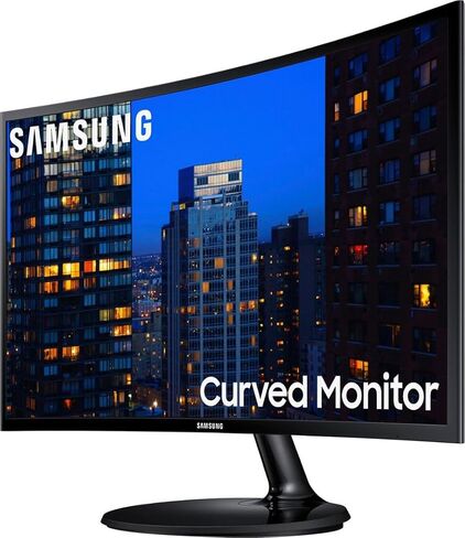 Samsung 24 "سلسلة 390C LED شاشة منحنية ، FHD ، 60 هرتز ، 4 مللي ثانية ، AMD Freesync ، HDMI ، VGA ، أسود ، مع كابل GSF HDMI in Saudi Arabia