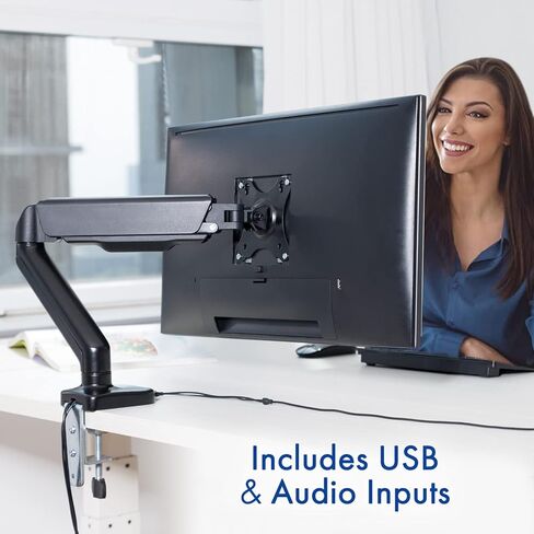 Dual Spring LCD Monitor Arms with USB and Multimedia Ports for: HP 24mh FHD Monitor - Computer Monitor with 23.8-Inch IPS Display (1080p) (1D0J9AA#ABA) in Kuwait