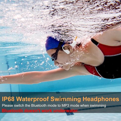 Bone Conduction Bluetooth Headphones-SurfAudio, IP68 Waterproof Swimming Headphones with 32GB MP3 Player, Lightweight Open Ear Design for Swimming/Surfing/Marathon/Cycling(Black) in Kuwait