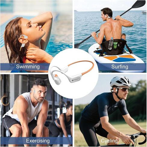 Bone Conduction Bluetooth Headphones-SurfAudio, IP68 Waterproof Swimming Headphones with 32GB MP3 Player, Lightweight Open Ear Design for Swimming/Surfing/Marathon/Cycling(Black) in Kuwait
