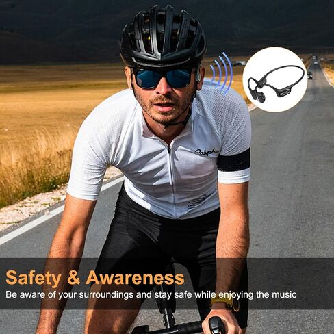 Bone Conduction Bluetooth Headphones-SurfAudio, IP68 Waterproof Swimming Headphones with 32GB MP3 Player, Lightweight Open Ear Design for Swimming/Surfing/Marathon/Cycling(Black) in Kuwait