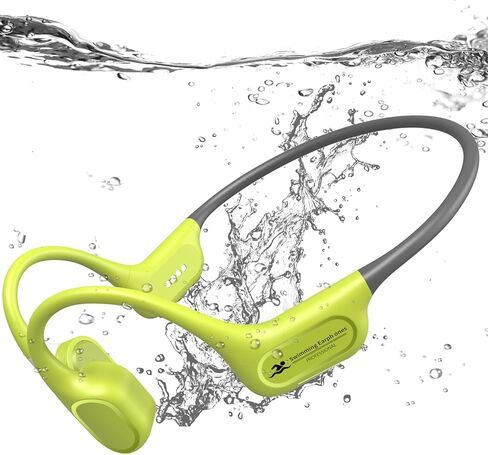 Bone Conduction Bluetooth Headphones-SurfAudio, IP68 Waterproof Swimming Headphones with 32GB MP3 Player, Lightweight Open Ear Design for Swimming/Surfing/Marathon/Cycling(Black) in Kuwait