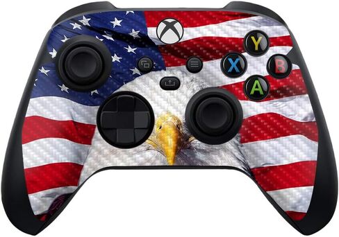 MightySkins Carbon Fiber Skin Compatible with Xbox Series X and S Controller - America Strong | Protective, Durable Textured Carbon Fiber Finish | Easy to Apply | Made in The USA in Saudi Arabia