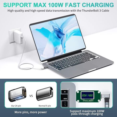 USB C Magnetic Adapter Right (2 Pack), 24Pin Type C Connector, Support PD 100W Fast Charge, USB 3.1 10Gb/s Data Transfer, 4K@60Hz Video Output for MacBook Pro/Air,Phone and More Type C Devices (Grey) in Kuwait