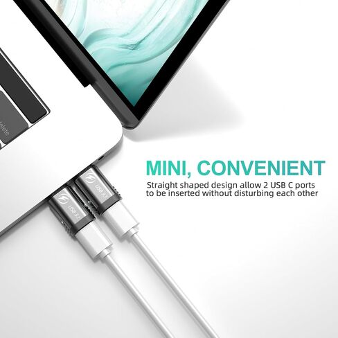 USB C Magnetic Adapter Right (2 Pack), 24Pin Type C Connector, Support PD 100W Fast Charge, USB 3.1 10Gb/s Data Transfer, 4K@60Hz Video Output for MacBook Pro/Air,Phone and More Type C Devices (Grey) in Kuwait