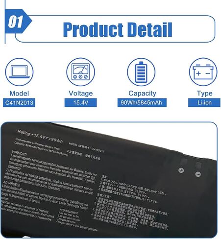 DENTSING C41N2013 90WH LAPTOP بطارية ASUS ROG ZEPHYRUS G15 G513 G513QR G513QY G533 G533QS GA503 GA503QM Series ROG STRIX G513 G713 SCAR G533 15.4V 15.4V in Saudi Arabia