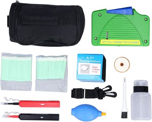 Fiber Optic Cleaning Tools Professional 11 Pieces Kit with 1.25mm and 2.5mm End Cleaning Pens Box for SC FC ST LC MU Connectors Portable Storage Bag in Saudi Arabia