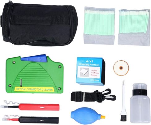 Fiber Optic Cleaning Tools Professional 11 Pieces Kit with 1.25mm and 2.5mm End Cleaning Pens Box for SC FC ST LC MU Connectors Portable Storage Bag in Saudi Arabia