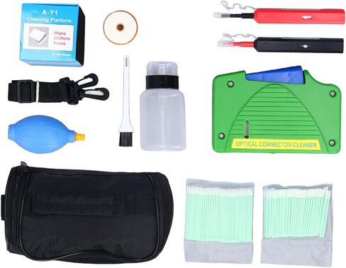 Fiber Optic Cleaning Tools Professional 11 Pieces Kit with 1.25mm and 2.5mm End Cleaning Pens Box for SC FC ST LC MU Connectors Portable Storage Bag in Saudi Arabia