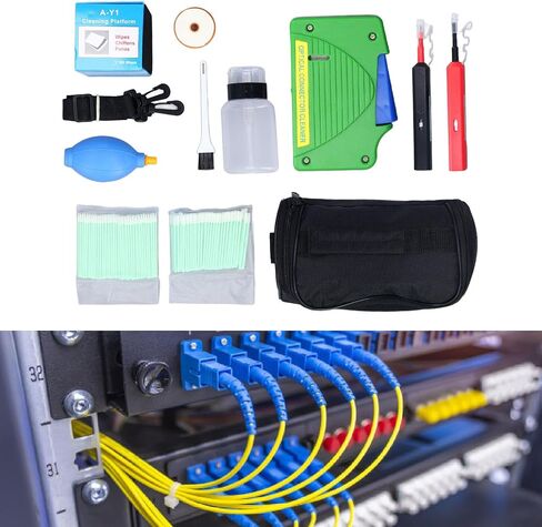 Fiber Optic Cleaning Tools Professional 11 Pieces Kit with 1.25mm and 2.5mm End Cleaning Pens Box for SC FC ST LC MU Connectors Portable Storage Bag in Saudi Arabia