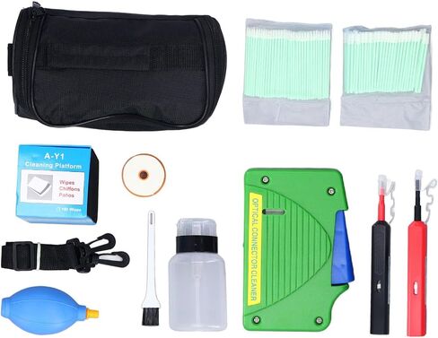 Fiber Optic Cleaning Tools Professional 11 Pieces Kit with 1.25mm and 2.5mm End Cleaning Pens Box for SC FC ST LC MU Connectors Portable Storage Bag in Saudi Arabia