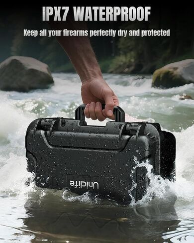 Uniclife Hard Gun Case for Handguns, TSA Approved Hard Pistol Case with TSA Cable Lock, IP67 Waterproof Pressure-Resistant Firearm Travel Case Handgun Case with Desiccant & Pre-Cut Foam Inserts in Saudi Arabia