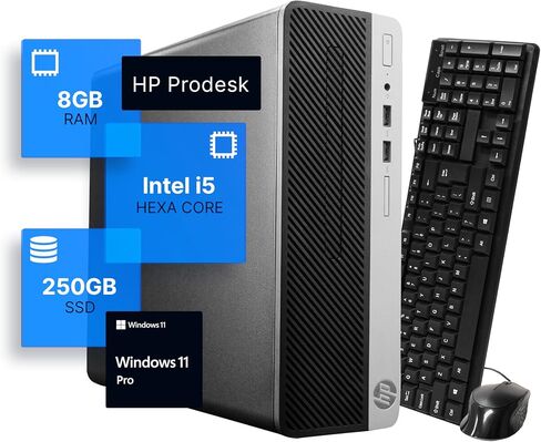HP ProDesk i5-8500 8th Gen Desktop Computer (3.2) | 8GB DDR4 RAM | 250GB SSD Solid State | Windows 11 Professional | Home or Office PC (Renewed) in Saudi Arabia
