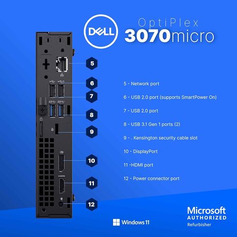 Dell Optiplex 3070 Mini PC | Windows 11 Pro | Intel i5-9500 | 8GB RAM + 250GB SSD | 5G WiFi + BT | Keyboard + Mouse | Micro Desktop Computer (Renewed) in Saudi Arabia