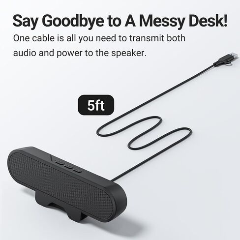 Computer Speakers, 1.5m High Definition Stereo Loud Sound Volume Control USB Powered Speakers Easily Clamps Display for PC, Desktop, Laptops, Phones, Monitors in Saudi Arabia