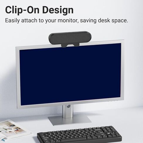 Sanpyl Computer Speaker, HD Stereo Sound USB Wired Speaker for Desktop Laptop, with Loud Sound Volume Control, Easily Clamps to Display in Saudi Arabia
