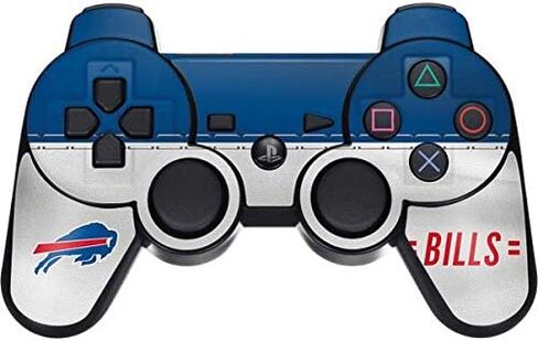 Skinit Decal Gaming Skin Compatible with PS3 Dual Shock Wireless Controller - Officially Licensed NFL Buffalo Bills White Striped Design in Saudi Arabia