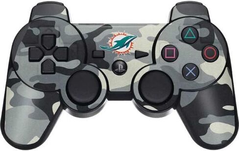 Skinit Decal Gaming Skin Compatible with PS3 Dual Shock Wireless Controller - Officially Licensed NFL Miami Dolphins Camo Design in Saudi Arabia