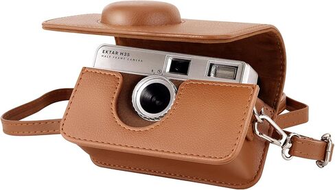 علبة كاميرا Mosiso متوافقة مع Kodak Ektar H35 H35N/F8/F9/Vibe 501F Half Frame Film Camera ، غطاء حالة واقية من الجلد يحمل حقيبة تخزين قابلة للتعديل ، بني قابل للتعديل ، in Kuwait