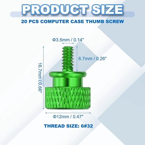 Meccanixity 20 PCS 6#32 Thumb Thumb Screw Case Case Thoulded Hand Licken Sloy Aluminium Case ، Green in Kuwait