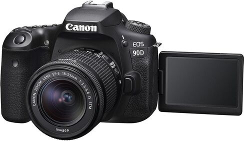 Canon EOS 90D DSLR Camera with EF-S 18-55mm f/3.5-5.6 is STM Lens + 2pc 128 GB Memory + Canon DM-E100 Microphone + LED Light + More (27pc Bundle) (Renewed) in Saudi Arabia