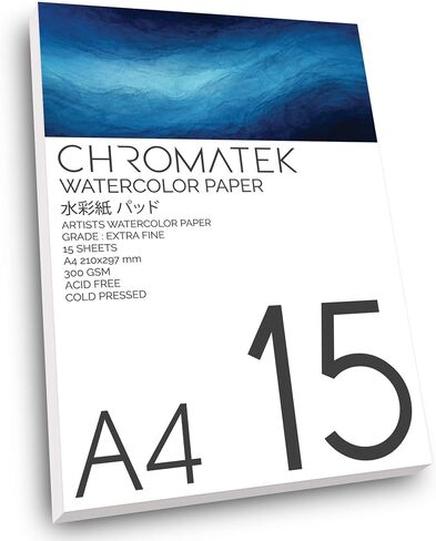 Watercolor Tutorial Pad for Chromatek Online Video Tutorial Course | 25 Sheets | Artists Quality 300gsm Paper | 13 Blank Pages and 12 Art Templates in Kuwait