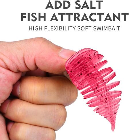 Soft Swimbait Lures, Soft Plastic Fishing Lures Kit, Bass Fishing Lure Swim Baits with 5 Color, Threaded Small Needle Tail for Trout, Crappie, Bass, Redfish, Freshwater, Saltwater in Saudi Arabia
