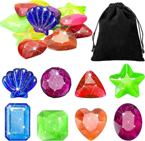 16 Pieces Dive Gem Pool Toys Sinking Diving Gems Dive Crystals Summer Underwater Diving Toys Colorful Jewels Swim Toys Precious Swimming Plastic Gems for Kids Toddlers Bath Water Games (Mixed Style) in Saudi Arabia