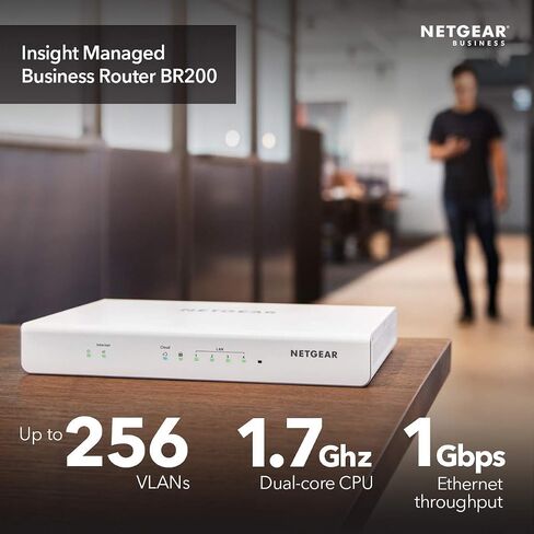 NetGear Insight Managed VPN Business Router (BR200)-VPN Secure Secure | تصل إلى 256 VLAN | يدعم OpenVPN و IPSEC | شبكة جدار الحماية الشبكة | 4 × 1G منافذ Ethernet (متجددة) in Saudi Arabia