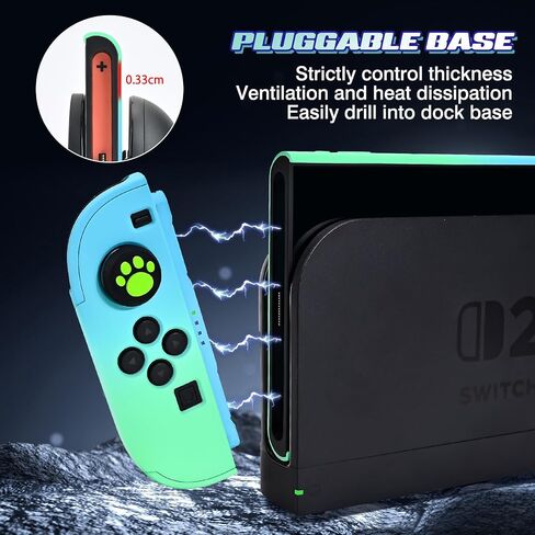 DLseego Protective Hard Case for Nintendo Switch 2 (2025), PC Grip Cover for Joy Con, Detachable JoyCon Controller Protectors Shockproof & Scratch-Resistant Console Shell, 6 Thumb Grips - Blue Green in Saudi Arabia