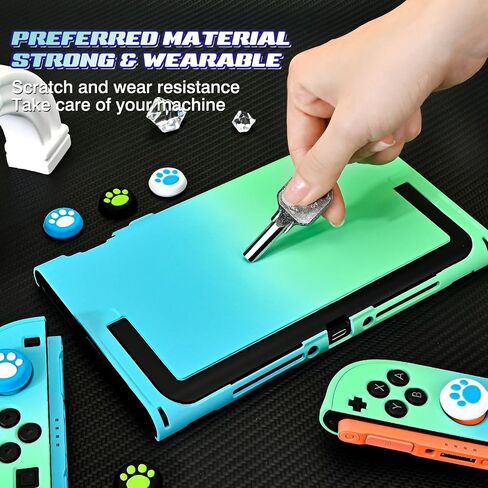 DLseego Protective Hard Case for Nintendo Switch 2 (2025), PC Grip Cover for Joy Con, Detachable JoyCon Controller Protectors Shockproof & Scratch-Resistant Console Shell, 6 Thumb Grips - Blue Green in Saudi Arabia