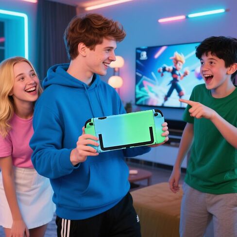 DLseego Protective Hard Case for Nintendo Switch 2 (2025), PC Grip Cover for Joy Con, Detachable JoyCon Controller Protectors Shockproof & Scratch-Resistant Console Shell, 6 Thumb Grips - Blue Green in Saudi Arabia