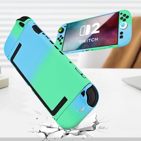 DLseego Protective Hard Case for Nintendo Switch 2 (2025), PC Grip Cover for Joy Con, Detachable JoyCon Controller Protectors Shockproof & Scratch-Resistant Console Shell, 6 Thumb Grips - Blue Green in Saudi Arabia