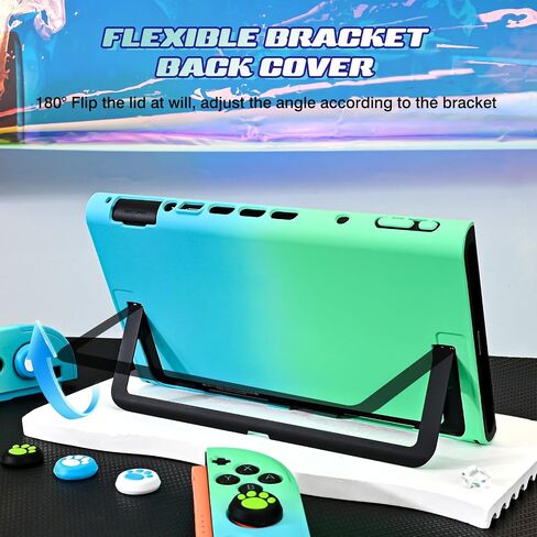 DLseego Protective Hard Case for Nintendo Switch 2 (2025), PC Grip Cover for Joy Con, Detachable JoyCon Controller Protectors Shockproof & Scratch-Resistant Console Shell, 6 Thumb Grips - Blue Green in Saudi Arabia