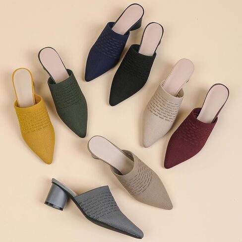 Comfortable Kitten Low Heel Mules Pointed Closed Toe Pumps for Women Slip On Slides Shoes Dressy Casual in Saudi Arabia