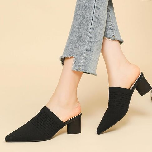 Comfortable Kitten Low Heel Mules Pointed Closed Toe Pumps for Women Slip On Slides Shoes Dressy Casual in Saudi Arabia