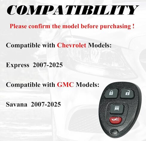 Key Fob Replacement Fits for Chevrolet Express GMC Savana 2007 2008 2009 2010 2011 2012 2013 2014 2015 2016 2017 2018 2019 2020 2021 2022 2023 2024 2025 Keyless Entry Remote Control OUC60221 in Saudi Arabia