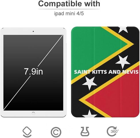 علبة سانت كيتس ونيفيس مع حامل القلم رفيع الخفيفة الوزن Trifold Stand متوافق مع iPad Mini 4/5/6 Mini6 （8.3in） in Kuwait