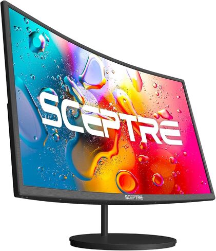New_Sceptre_C248W 24'' Curved 75Hz Gaming LED Monitor Full HD 1080P HDMI VGA Speakers, VESA Wall Mount Ready Metal Black, ‎Metal Black in Saudi Arabia